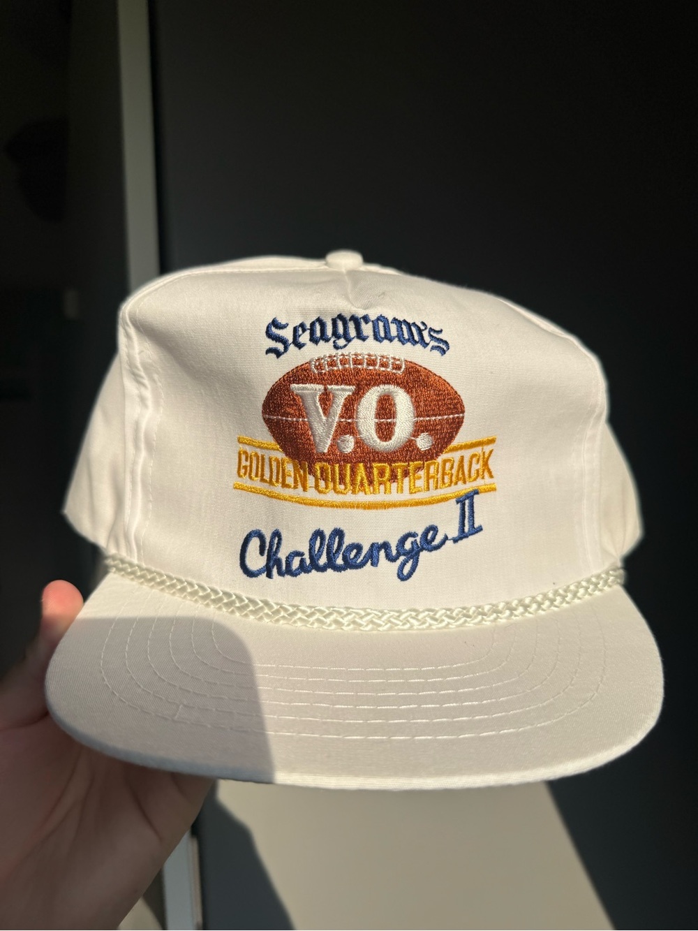 Vintage Deadstock V.O. Golden Quarterback Challenge II White Baseball Cap